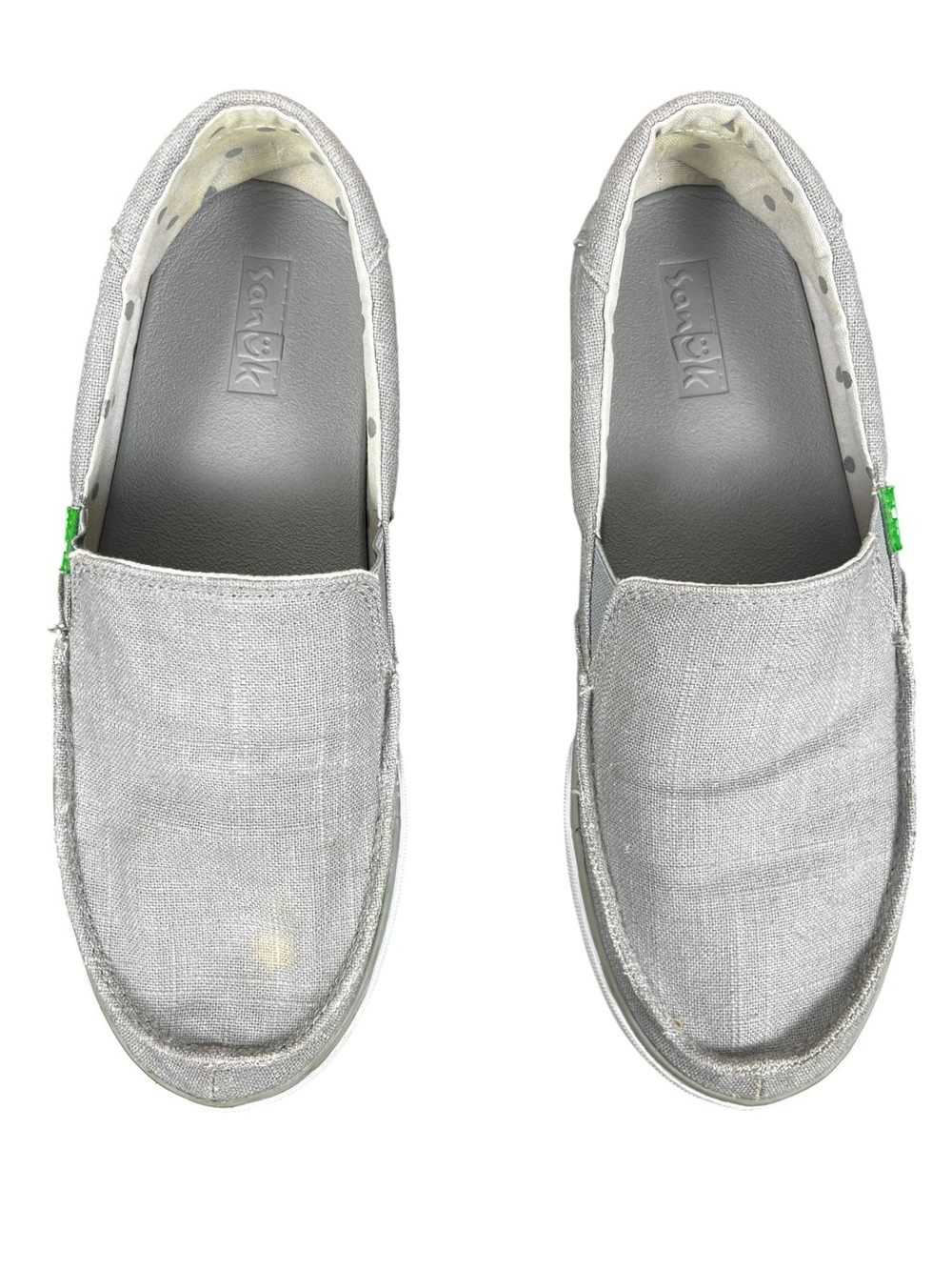 Sanuk Gray Canvas Slip-On Men Shoes with Green Brand Tab size 8 - Picture 6 of 7